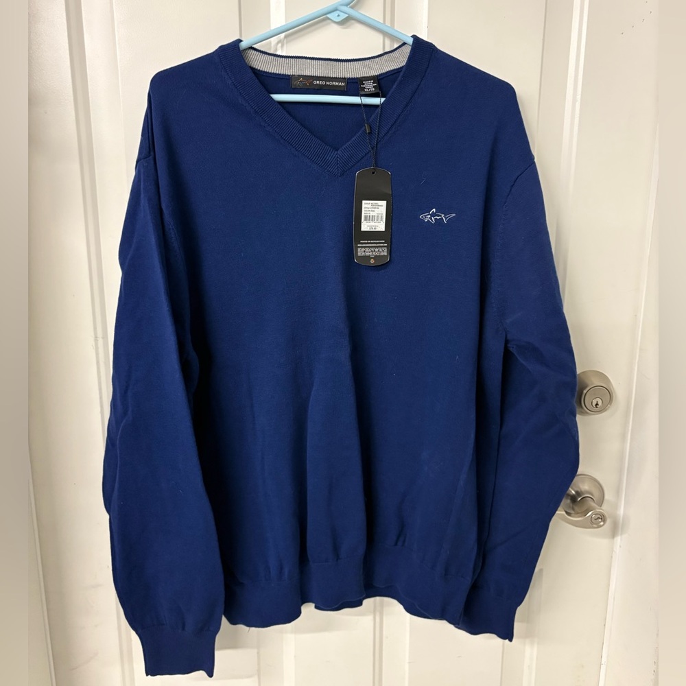 Greg Norman Shark navy men’s golf casual sweater New Size XL